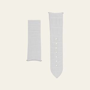White Shiny Alligator Strap - S