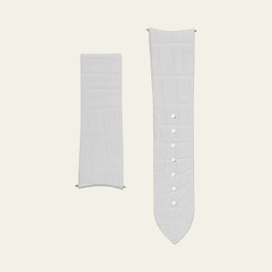 White Shiny Alligator Strap - M