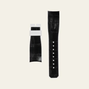 Black Alligator White Rubber Matte Epic X Strap - M