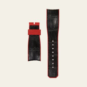 Black Alligator Red Rubber Matte Epic X Strap - M