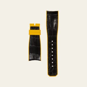 Black Alligator Yellow Rubber Matte Epic X Strap - M
