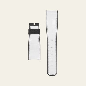 White Alligator Black Rubber Matte Epic X Strap - M