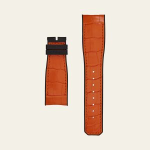 Orange Alligator Black Rubber Matte Epic X Strap - M