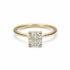 Thin Three Row Pavé Diamond Ring – Yellow Gold / 6.5 – product view