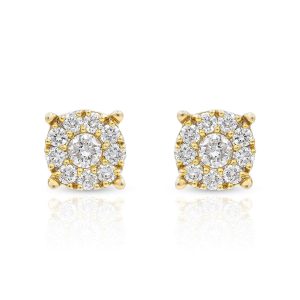 Ten Stone Cluster Diamond Earrings