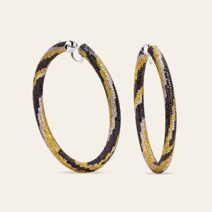 Tiger Stripe Diamond Hoop Earrings