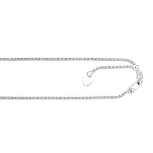 14kt 22 inches White Gold 1.3mm Diamond Cut Adjustable Popcorn Chain with Lobster Clasp+ Small Hearring