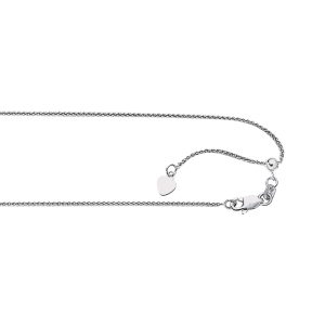 14kt 22 inches White Gold 1.0mm Diamond Cut Adjustable Round Wheat Chain with Lobster Clasp