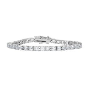 Sterling Silver 4mm Prong-Set Round 8 cttw White Topaz Tennis Bracelet