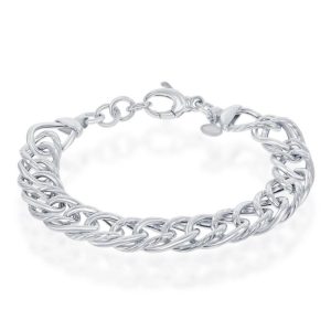 Sterling Silver Polished & Rope Design Bracelet, MADE IN ITALY