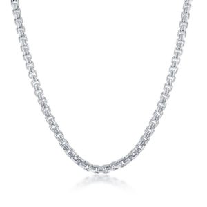 Sterling Silver 4mm Round Box Bracelet - Silver Plated