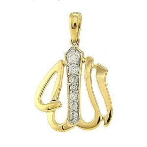 14KY 0.20CTW DIAMOND 'ALLAH' PENDANT