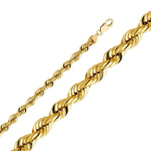 8mm Regular Solid Rope Chain - 9 Inches / 22.86 CM (Bracelet)