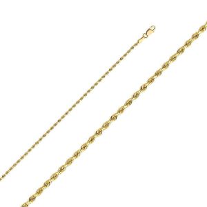 2mm Regular Solid Rope Chain - 16 Inches / 40.64 CM