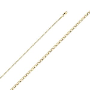 2mm Hollow Cuban Chain - 16 Inches / 40.64 CM