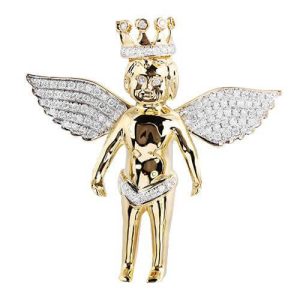 10KY 2.75CTW DIAMOND ANGEL WITH CROWN PENDANT
