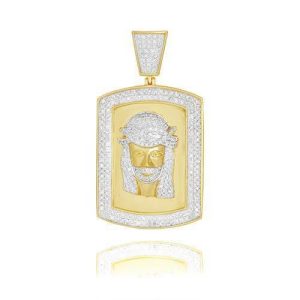 10KY 1.50CTW DIAMOND JESUS DOGTAG
