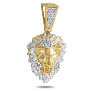 10KY 1.15CTW DIAMOND LION HEAD PENDANT