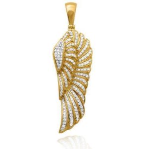 14KY 1.50CTW DIAMOND ANGEL WING PENDANT