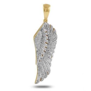 10KY 1.50CTW DIAMOND ANGEL WING PENDANT