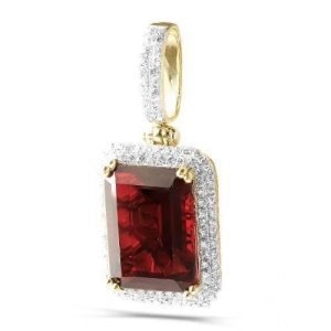 10KY 1.15CTW DIAMOND PENDANT WITH 15.27CT SYNTHETI