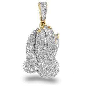 10KY 4.60CTW DIAMOND PRAYING HANDS PENDANT
