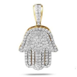 14KY 2.50CTW DIAMOND HAMZA PENDANT