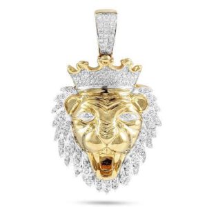 10KY 0.75CTW DIAMOND LION HEAD PENDANT