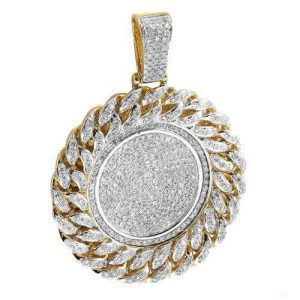 10KY 3.75CTW DIAMOND MEDALLION WITH MIAMI CUBAN BO