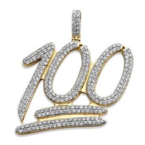10KY 5.25CTW DIAMOND "100" PENDANT