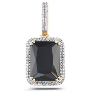 10KY 1.35CTW DIAMOND PENDANT WITH 36.20CT BLACK GE