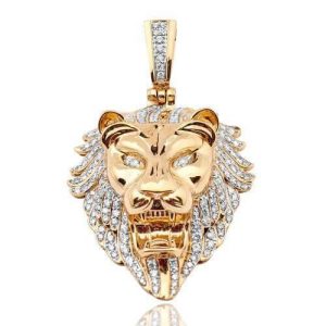 10KY 5.00CTW DIAMOND LION HEAD PENDANT