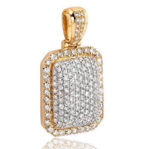 10KY 3.75CTW DIAMOND 3-D DOME DOGTAG PENDANT