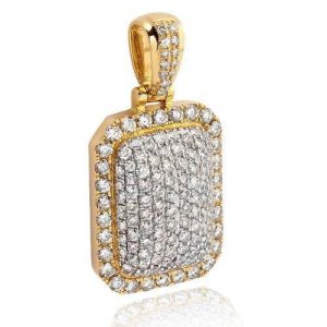 10KY 3.00CTW DIAMOND 3-D DOME DOGTAG PENDANT