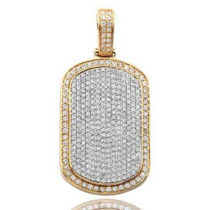 10KY 3.50CTW DIAMOND 3-D DOGTAG PENDANT