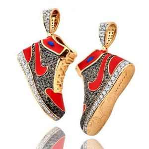 10KY 2.50CTW BLACK AND WHITE DIAMOND SHOE PENDANT