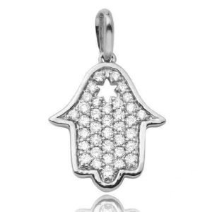 14KW 0.20CTW DIAMOND HAMZA PENDANT -