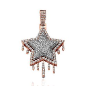 10KR 6.75CTW DIAMOND DRIPPING STAR PENDANT