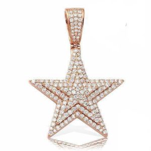 14KR 2.65CTW DIAMOND THREE TIERED STAR PENDANT