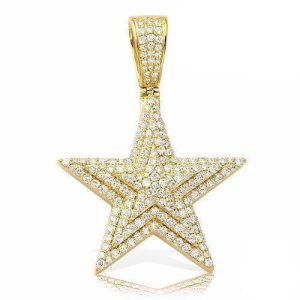 14KY 2.65CTW DIAMOND THREE TIERED STAR PENDANT