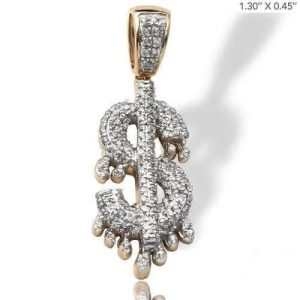 10KY 0.50CTW DRIPPING DIAMOND $ DOLLAR SIGN PENDANT