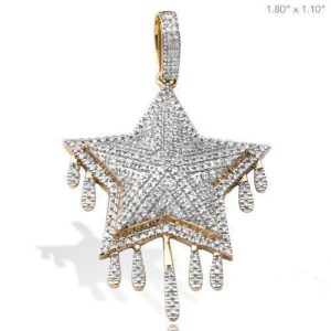 10K 0.75CT DRIPPING DIAMOND STAR PENDANT