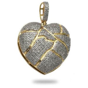 10KY 1.00CTW DIAMOND BROKEN HEART PENDANT