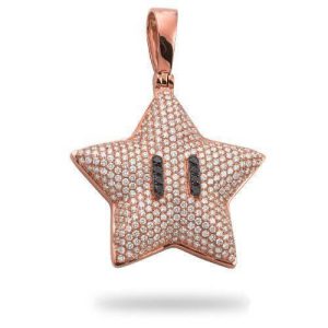 14KR 4.05CTW DIAMOND STAR EMOJI PENDANT WITH BLACK