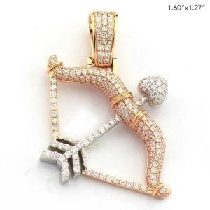 14KY+W 2.00CTW DIAMOND BOW AND ARROW PENDANT