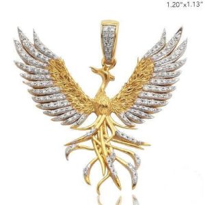 14KY 0.50CTW DIAMOND PHOENIX PENDANT