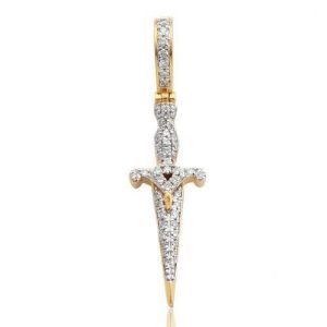 14KY 0.25CTW DIAMOND DAGGER PENDANT