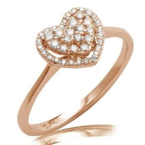 14KR 0.25CTW DIAMOND HEART DOME CLUSTER RING - 5