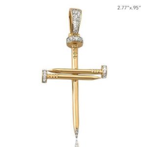 14KY 0.30CTW DIAMOND NAILS CROSS PENDANT