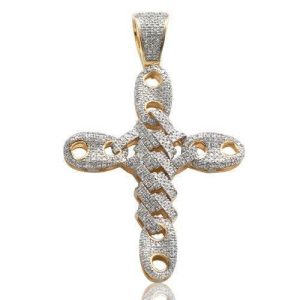 10KY 1.05CTW DIAMOND SQUARE LINK + GUCCI LINK